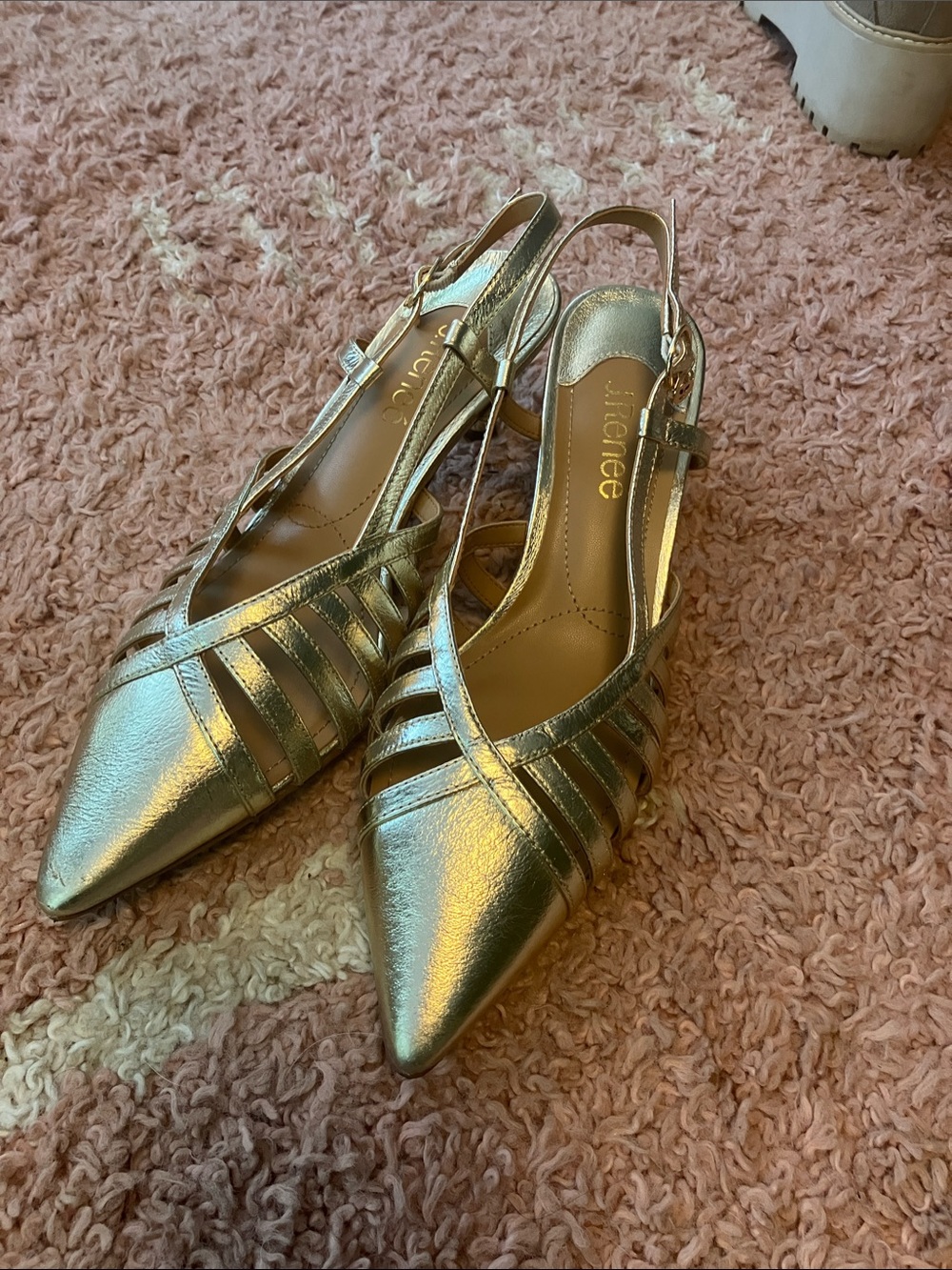 J.Renee Metallic Gold Pointed Slingback Flats